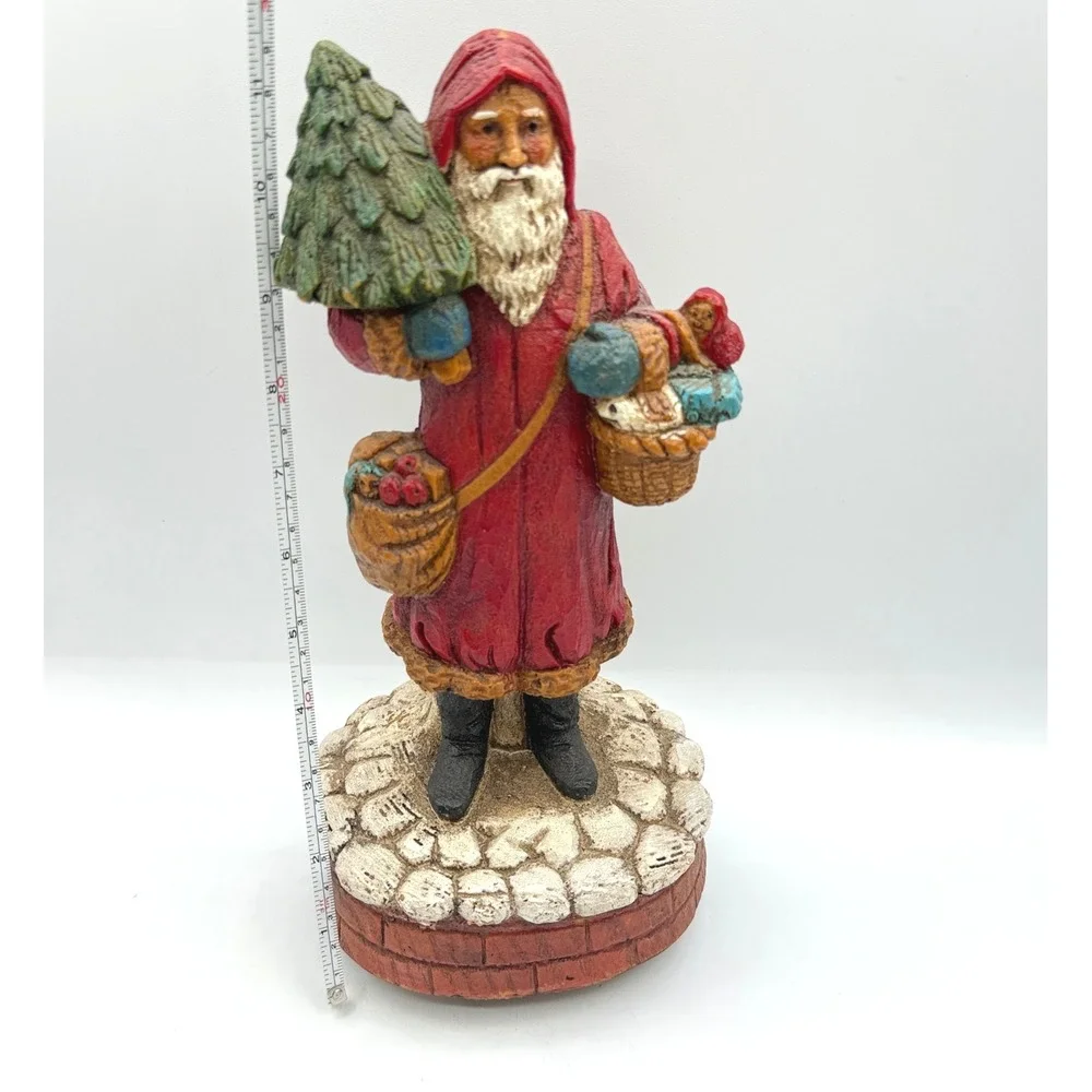 Enesco Musical Figurine Old World Santa 12in Red 1987 Vtg Christmas Victorian